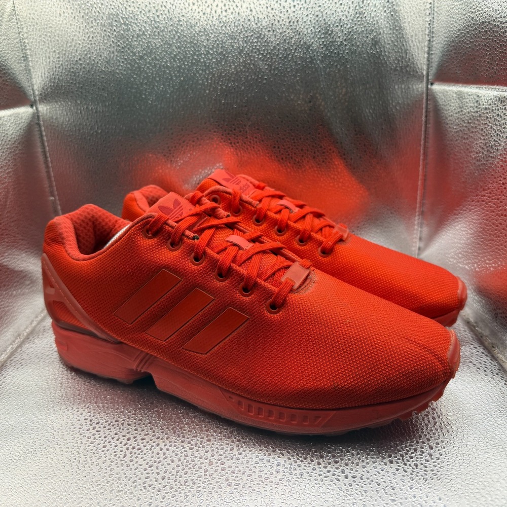 Size 11.5 Adidas ZX Flux Tripal Red Mens Lace-Up Low Top Athletic Sneaker AQ3098